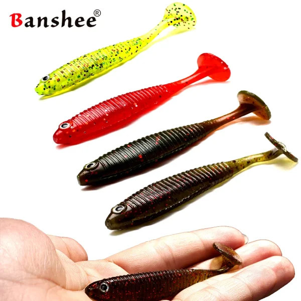 Banshee 3.7g/ 80mm Plastic Grub Fishing Worm Bass Fishing Lures Artificial Baits Soft Stickbaits for Alabama Rig 8pcs/lot