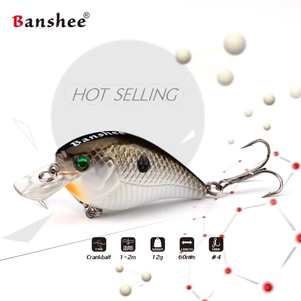 Squarebill Crankbaits 60mm 12g Square Bill Crankbaits Floating Crank Bait Rattling Fishing Lures - Image 3