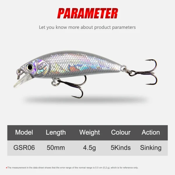 Banshee Lure Minnow Sinking Wobbler 55mm 4.2g Hard Bait Lure Jerkbait 3d Fishing Eyes Carp Striped Bass Pesca Fishing Tackles - Image 4