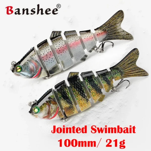 Banshee Pike Swimbait 100mm 21g Artificial Bait Bass Fishing Lures 6 Sections Jointed Swimbait Fishing Tackle Slow Sinking Lures