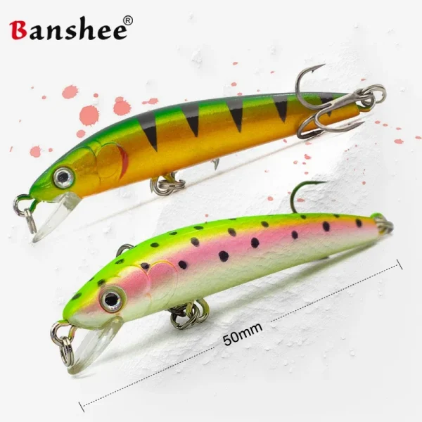 Banshee Jerkbait Fishing Lures 50mm 2.6g Trout Perch Bass Lure Floating Wobbler Artificial Bait Shallow Diving Minnow Crankbaits