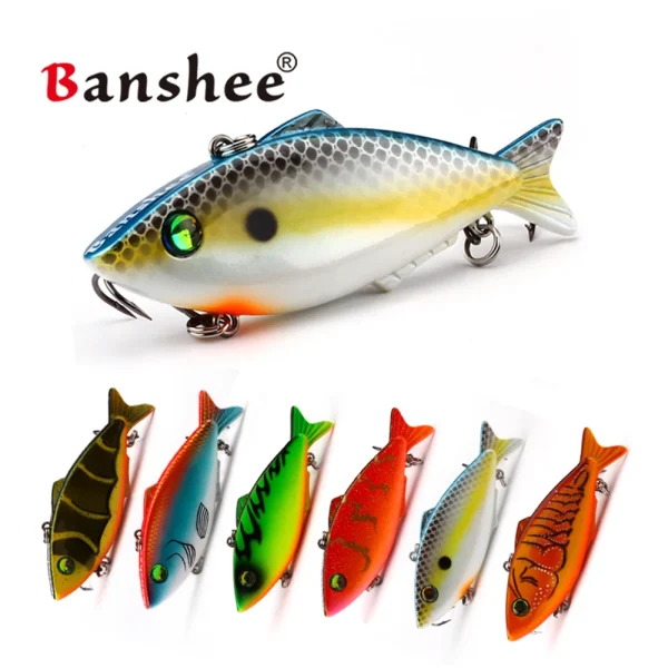 Banshee 80mm 16g Vibe Cranks Fishing Bait Sound Wobbler Rattle Sinking Lipless Crankbait Artificial Bait Bass Lure Carp Fishing