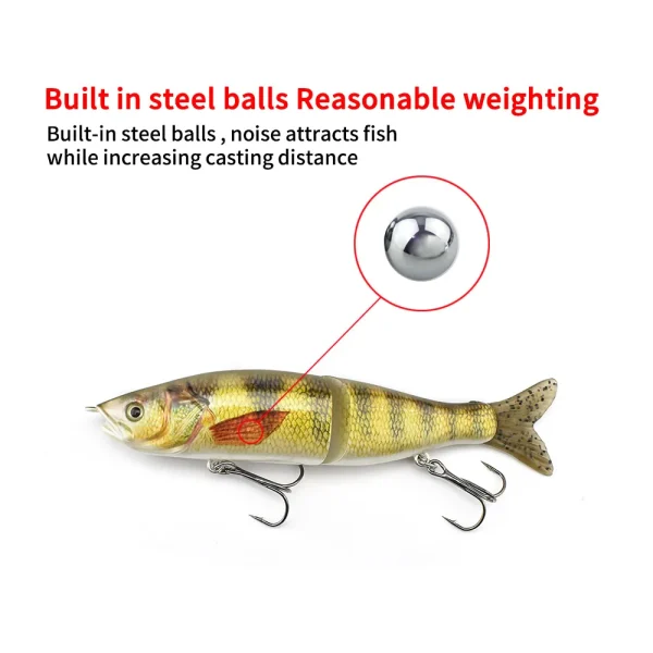 Glide Bait 155mm /47.4g Multi Jointed Sinking Swimbait Hard Body with Soft Tails Swim Bait Glide Shad Pike Lure Fishing Tackle - Image 3
