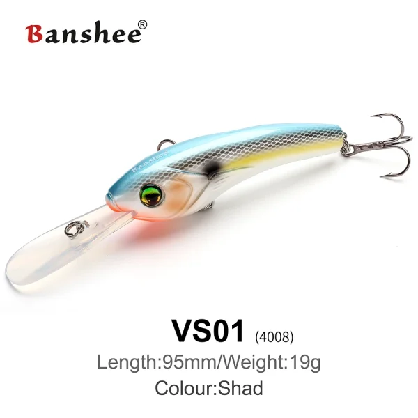 Banshee 95mm 19g Round Bill Crankbait Shallow Diving Crankbait Wobbler Jerkbaits Artificail Bait Bass for Fishing Tackles