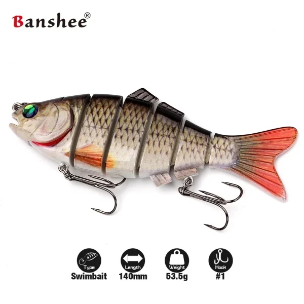 Banshee Lure Swimbait 140mm 53.5g Hard Swimbaits Bait Bass Fishing Lures 6 Sections Wobbler Fishing Tackle Swimbait Pike - Image 5