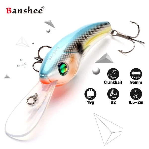 Banshee 95mm 19g Round Bill Crankbait Shallow Diving Crankbait Wobbler Jerkbaits Artificail Bait Bass for Fishing Tackles - Image 4