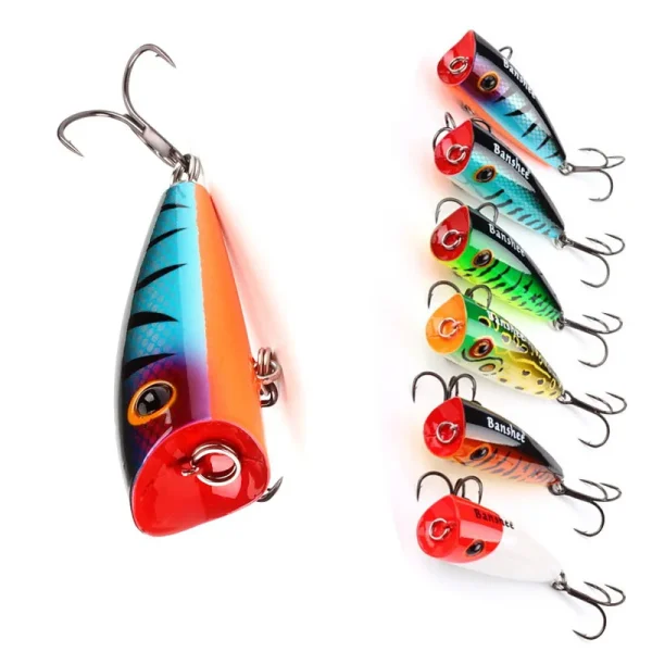 Banshee Popper Lure Top Water Fishing Lure 60mm 8g Popper Lures Artificial Bait Bass Predator Wobbler Crankbait Fishing Gear - Image 4