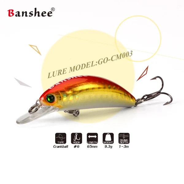 Banshee Jerkbait Fishing Lures 65mm 9.3g Trout Perch Lure Floating Wobbler Artificial Bait Shallow Diving Minnow Crankbaits - Image 3
