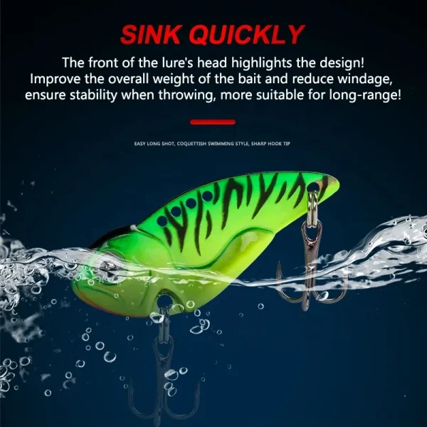 Banshee Sinking Metal VIB 45mm 12g Lipless Baits Metal Vibe Blade Baits Fishing Wobbler Bass Metal Vib Blade Lure - Image 4
