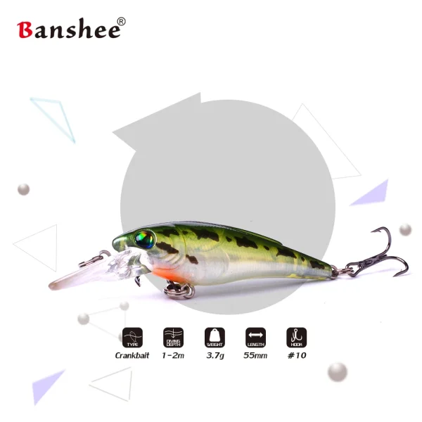 Banshee Minnow Lures 55mm 3.7g Fishing Wobbler Hard Bait Bass Perch Trout Floating Lures Topwater Fishing Tackles - Image 3