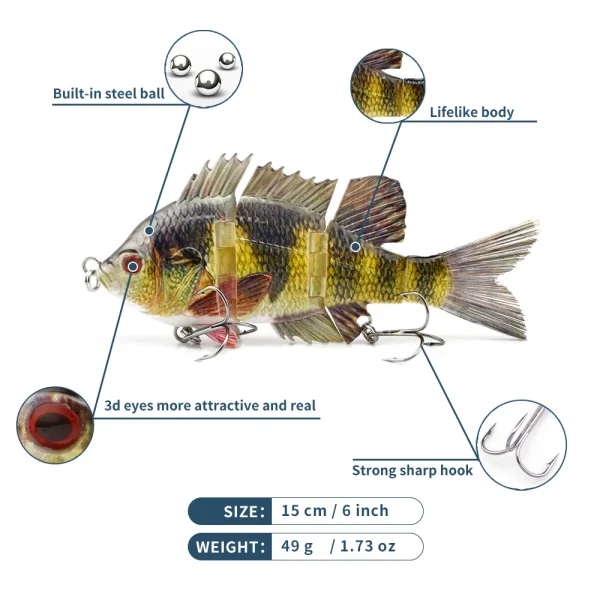 Jointed Swimbaits 150mm/46g Vibration Glide Bait Fast Sinking Fishing wobbler for Bass Pike Muskie Hard Bait Fishing Tackle - Image 3