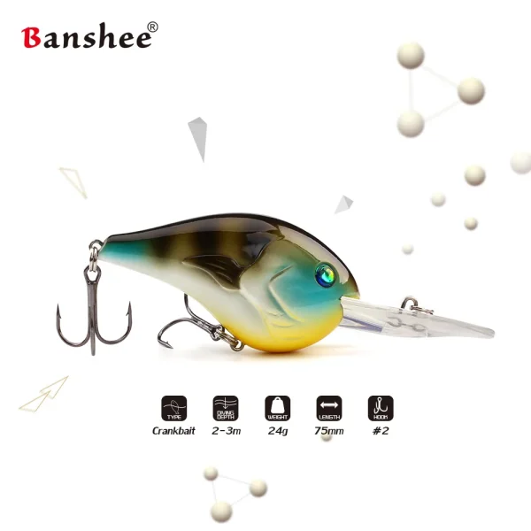 Banshee Round Bill Crankbait 75mm 24g Crankbait Fishing Lure Hard Artificia Bait Wobbler Jerkbait Bass Pike Fishing Tackles - Image 3