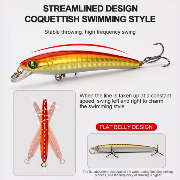 Banshee Wobbler 70mm 4.5g Jerkbait Minnow Lure Artificial Baits Slow Sinking Bass Fishing Tackle Leurres De Pêche - Image 4