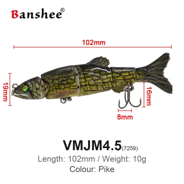 Banshee Lure Swimbait Wobblers Predator Lure 102mm Multi-Jointed Hard Body Glide Bait Bass Pike Salmon Trout Muskie Fishing Lure - Image 5
