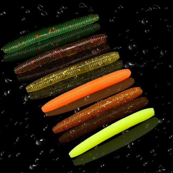 1.6g/ 50mm Soft Plastic Worm Bass Fishing Stickbaits for Wacky Jig 20pcs/lot