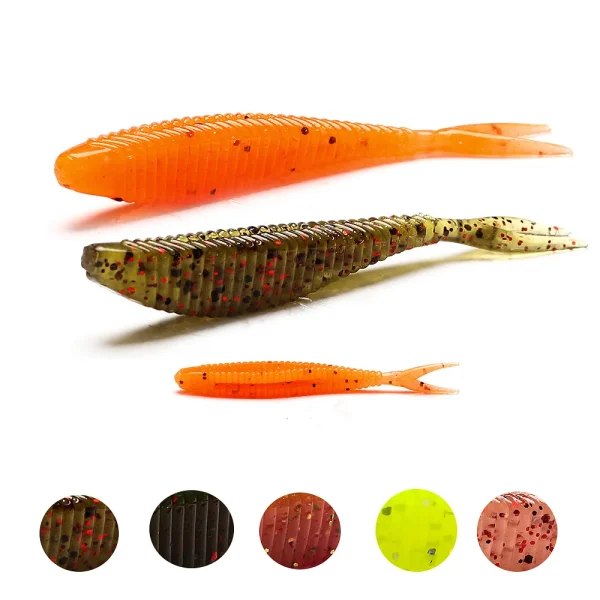 fork tail worm 1.5g/60mm Shad Soft Plastic Baits Minnow Lures Jerkbait Ice Fishing for Bass Fishing Silicone Swimbaits 15pcs/lot
