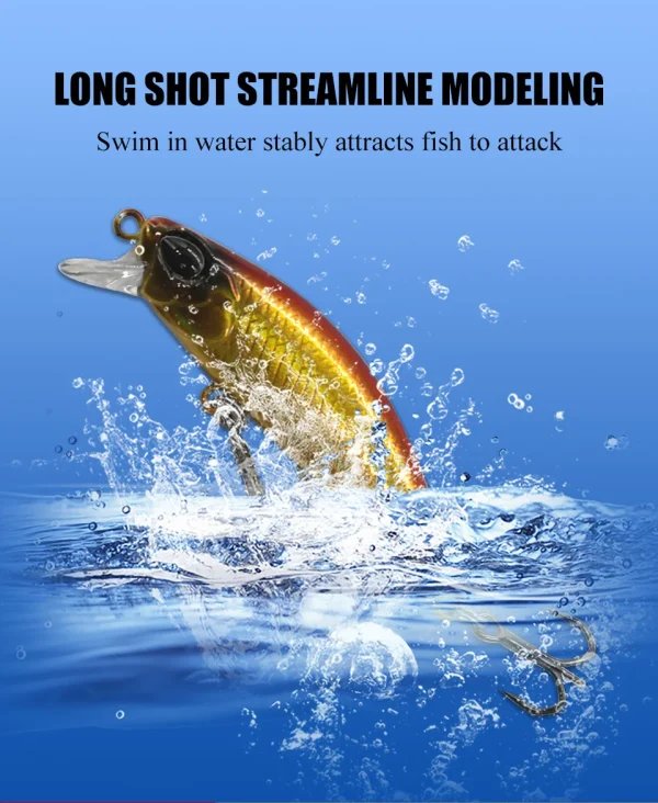 Bass Sinking Minnow Lure 55mm 6.5g Hard Baitl Artificial Jerkbait Fishing Tackle Fishing Minnow Wobbler - Image 2