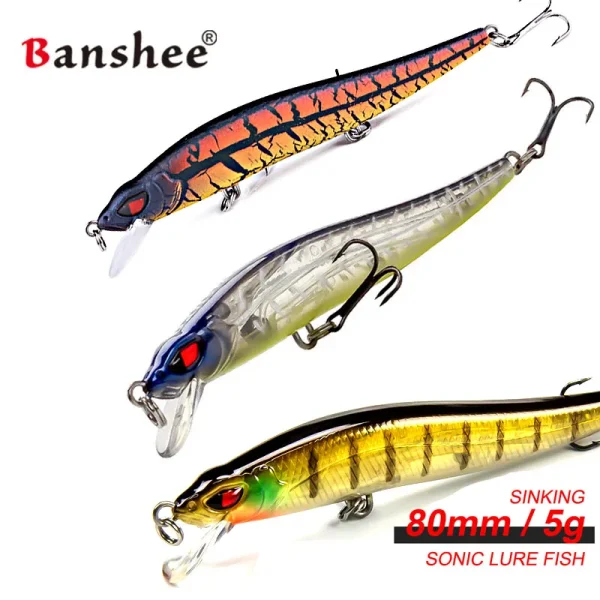 Banshee Lure Suspending Jerkbait Fishing Wobblers 86mm 5g Slow Sinking Minnow Wobbler Aritificial Baits Predator Fishing Lure