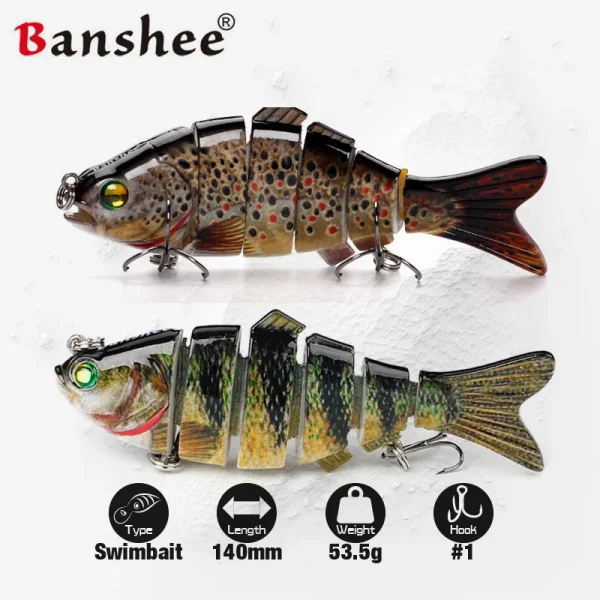 Banshee Lure Swimbait 140mm 53.5g Hard Swimbaits Bait Bass Fishing Lures 6 Sections Wobbler Fishing Tackle Swimbait Pike