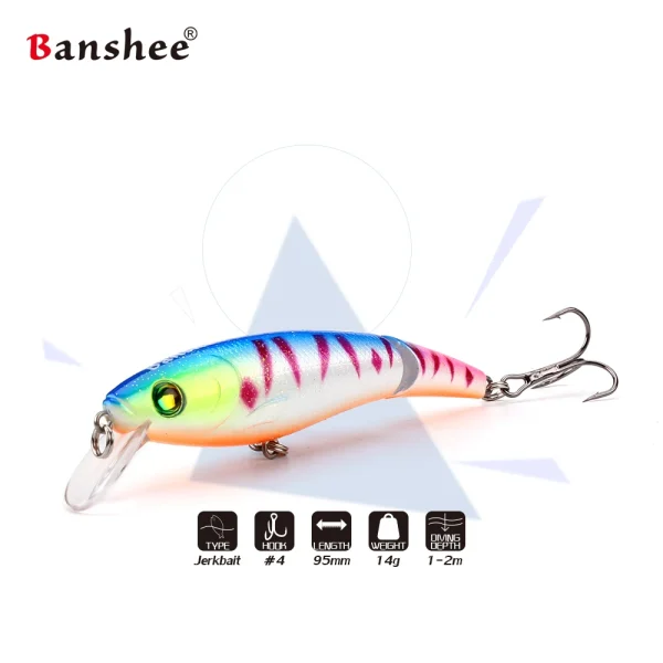 Banshee Lure Jointed Jerkbait 95mm14g Rattle Wobbler Lifelike Joined Swimbait Artificial Lure Minnow for Bass Fishing Equipment - Image 4