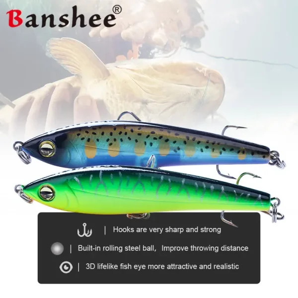 Banshee Lures 75mm 11.5g Sinking Pencil Lures Stick Bait Fishing Lure Long Casting Lures Minnow Fishing Wobbler - Image 2