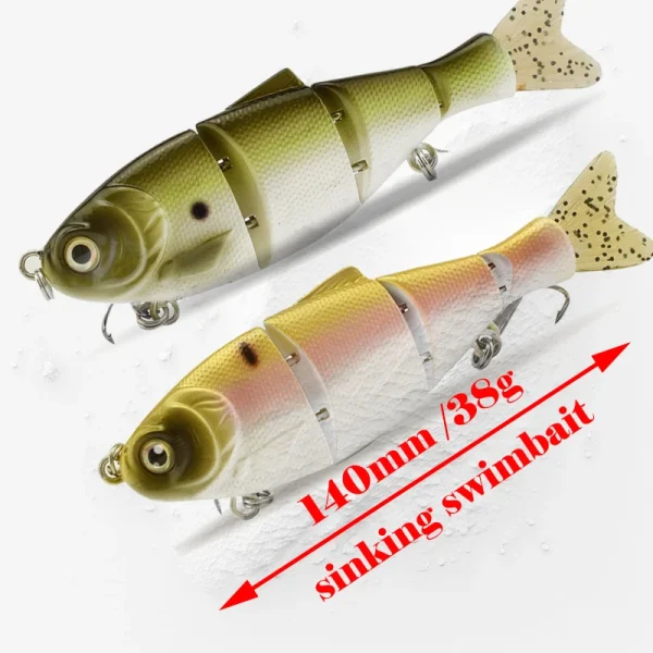 Jointed Swimbait 140mm 38g Hard Bait Bluegill Panfish Swimbait Brush Tail Sinking Fake Fishing Wobbler Bass Pike Fishing Gear