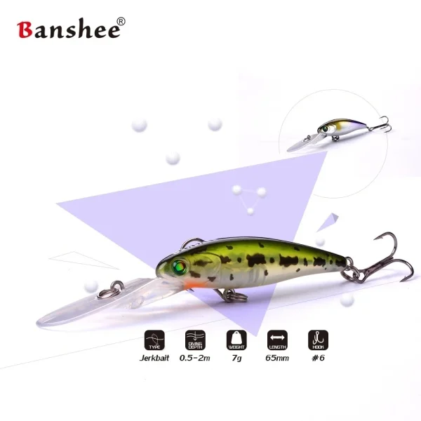 Banshee Jerkbaits 65mm 7g Minnow Jerk Bait Artificial Baits Minnow Lures Pesca Jerkbait for Bass Fishing Baits - Image 4