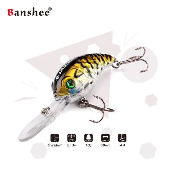Banshee 50mm 10g Round Bill Crankbaits Bass Fishing Lure Wobbler Fishing Bait Diving Crankbaits Wobbler Lure - Image 3