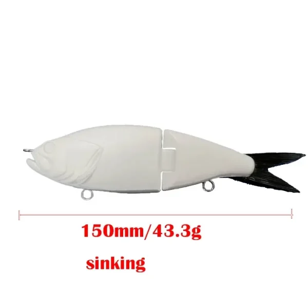 Unpainted Swimbait 150mm 43.3g Blank Glide Lure DIY Lure Blank Wobbler Soft Tail Slide Sinking Swimbait Fishing Tackle - Image 4