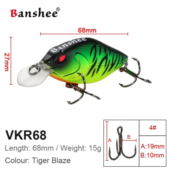 Banshee Lure Crankbait Wobbler Shallow Diving Crank Bait 68mm 15g Rattling Square Bill Hard Bait Fishing Lure for Bass Fishing - Image 3