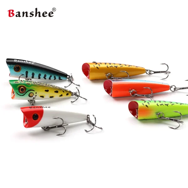Banshee Popper Lure Top Water Fishing Lure 60mm 8g Popper Lures Artificial Bait Bass Predator Wobbler Crankbait Fishing Gear - Image 3