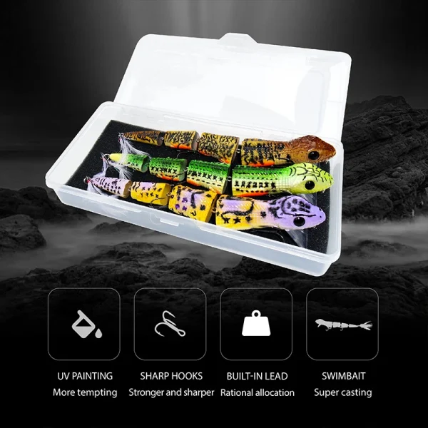 Banshee 220mm 59g Swimbait Multi Jointed Wobbler Feather Tail Lizard Had Bait Topwater Lure Bass Pike Fishing Tackle 3pcs/box - Image 4