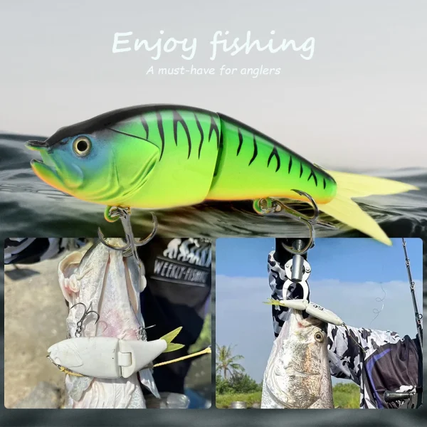 Jointed Swimbait 150mm/43.3g Soft Tail Wobbler 2 Segment Hard Bait for Pike Bass Muskie Freshwater Fishing Glidebait Swimbait - Image 5