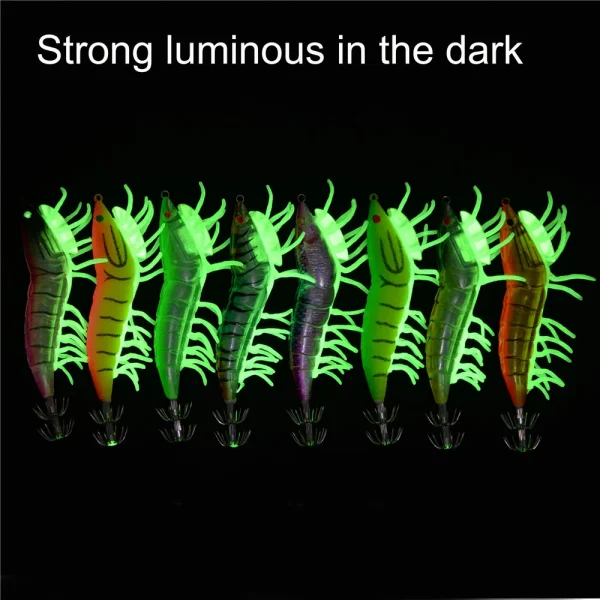 8Pcs 16pcs Luminous 20g Fishing Squid lure Wood Shrimp Jigging lure 3D Eyes Octopus lures Cuttlefish Artificial jig bait hook - Image 2