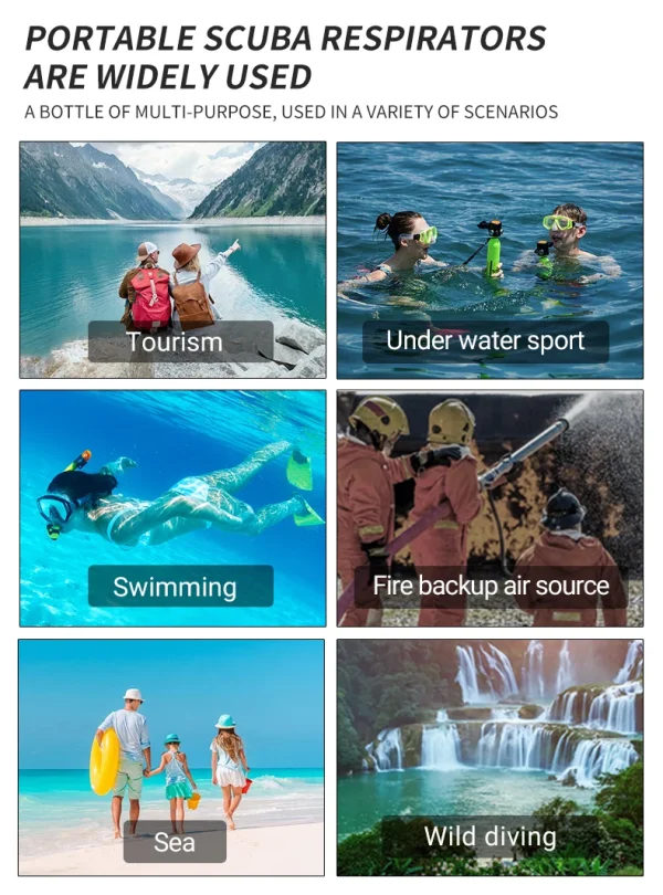 Chikadiv C400 Scuba Diving Equipment Oxygen Cylinder Diving Snorkel Kit Air Tank Oxygen Bottle Mini Scuba Tank Hand Pump - Image 5