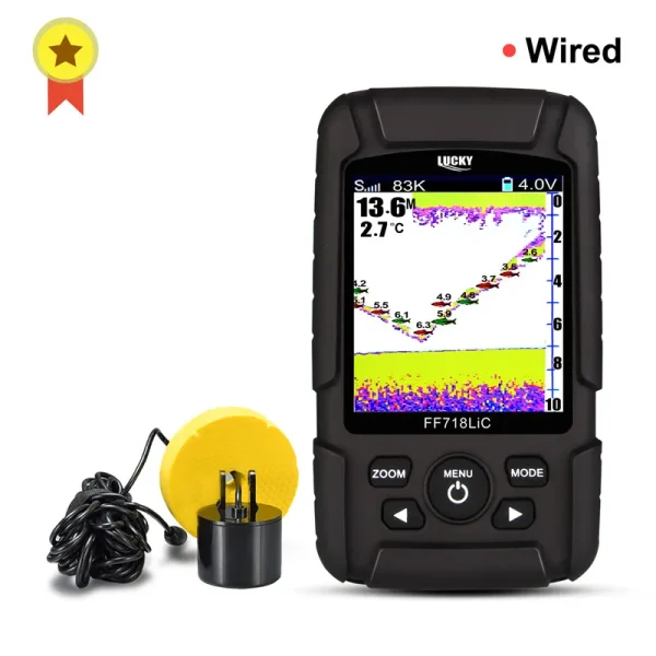 LUCKY FF718LiCD-T 2.8" Color LCD Portable Fish Finder 200KHz/83KHz Dual Sonar Frequency 328ft Detection sonar echo sounder