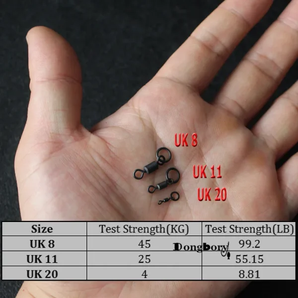 20PCS Carp Fishing Swivels Quick Change UK 8 11 20 Flexi Ring Swivels Matt Black Micro Hook Ring Link Ring with Rolling Swivel - Image 2
