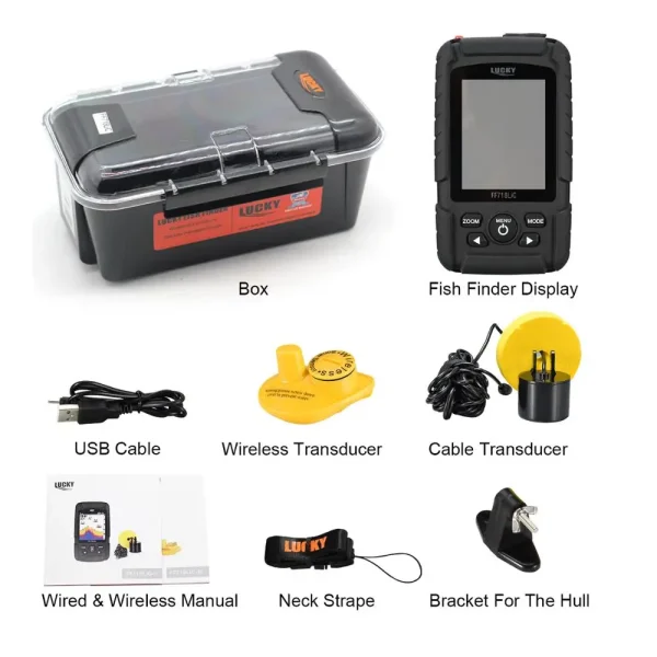 Lucky FF718LiC Real Waterproof Fish Finder Monitor 2-in-1 Wireless Sonar Wired Transducer echo sounder - Image 6