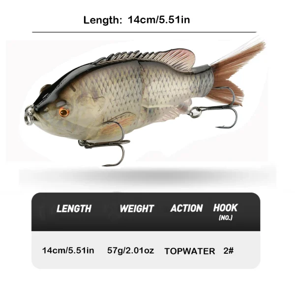 140mm 57g 2 Segment Vibration S Curve Swimming Jointed Fishing Lures Hunter for Bass Pike Muskie Hard Bait Wobbler - Image 4