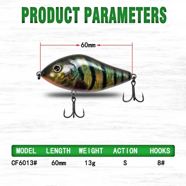 slow sinking jerk bait fishing lure 60mm 13g for pike pesca bass CF LURE New Hot Tackle Musky jerk baits Qulity Hooks - Image 2