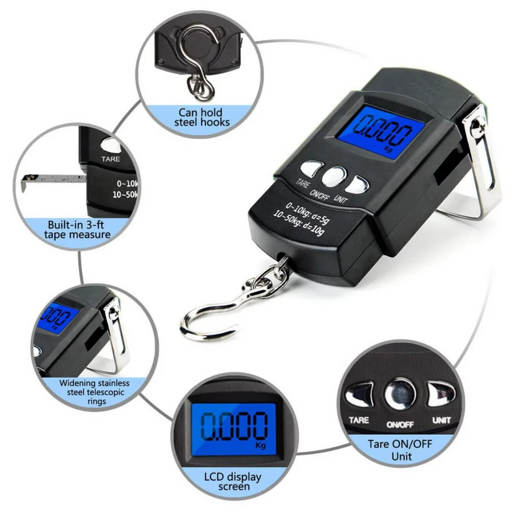 Mini Portable Digital Scale Lcd Display Suitcase Handheld Weighing Hanging Scale For Fishing Accessories Electronic Balance - Image 4