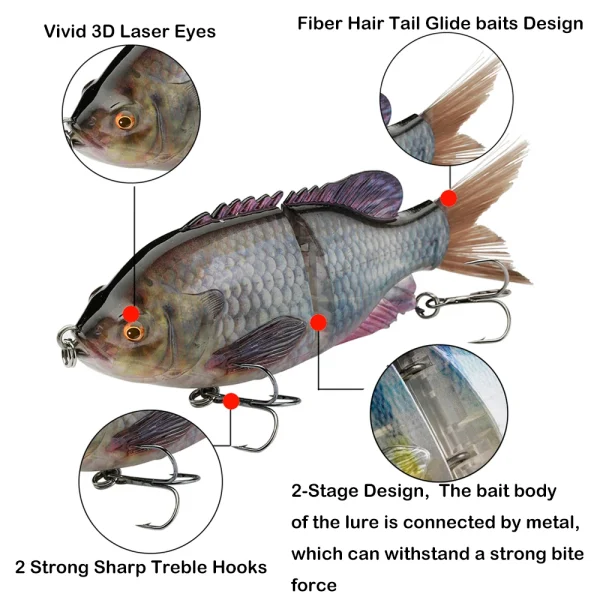 140mm 57g 2 Segment Vibration S Curve Swimming Jointed Fishing Lures Hunter for Bass Pike Muskie Hard Bait Wobbler - Image 2