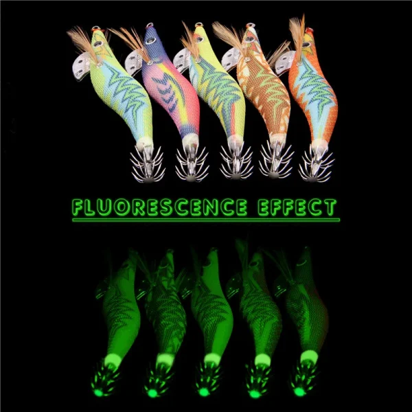 10pcs 12g-14g Luminous Squid hook bait Wood Shrimp fishing Lure lightning pattern octupus Cuttlefish Jigging lure fishinig tools - Image 4