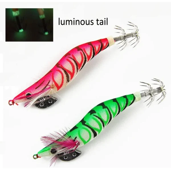 10Pcs/Box Squid Jigs hook Wood Shrimp 12g-21g Fishing bait squid hooks luminous Prawn Octopus lure Cuttlefish with Plastic box - Image 3
