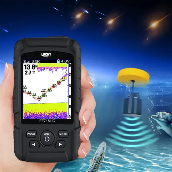 LUCKY FF718LiCD-T 2.8" Color LCD Portable Fish Finder 200KHz/83KHz Dual Sonar Frequency 328ft Detection sonar echo sounder - Image 2