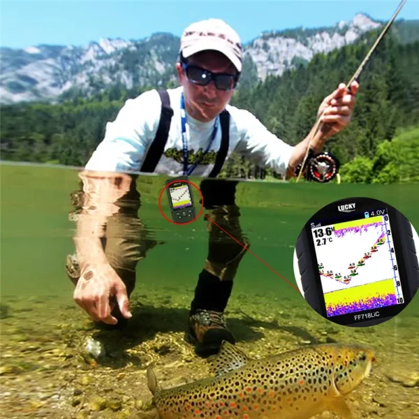 LUCKY FF718LiCD-T 2.8" Color LCD Portable Fish Finder 200KHz/83KHz Dual Sonar Frequency 328ft Detection sonar echo sounder - Image 6