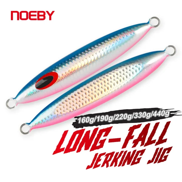Noeby Metal Jig Fishing Lure 160g 190g 220g 330g 440g Long Fall Jerking Jig Lure Artificial Hard Bait for Sea Fishing Lures
