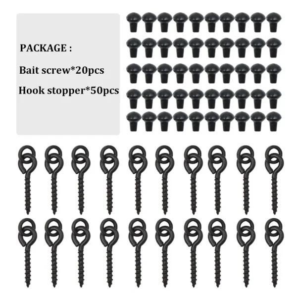 70pcs Carp Fishing Accessories Fishing Hook Bait Screw Stopper Rubber Bead For Ronnie Spinner Rig Boilies Stopping Fish Tackle - Image 6