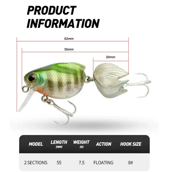 Goldfish Floating Fishing Lure Crank 55mm 7.5g Freshwater Bass Crank bait Surface Artificial Hard Baits Wobblers Perch Lure - Image 3