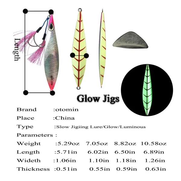 1PC Slow Pitch Jig Slow Falling Sinking Metal Jigging Pesca Glow Jigs 80g100g Luminous Lure Fishing Angler Bait - Image 2